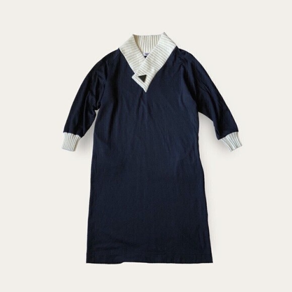 Vintage Rodier Paris Black Wool Blend Midi Sweater Dress 80s Made in France - Picture 6 of 16